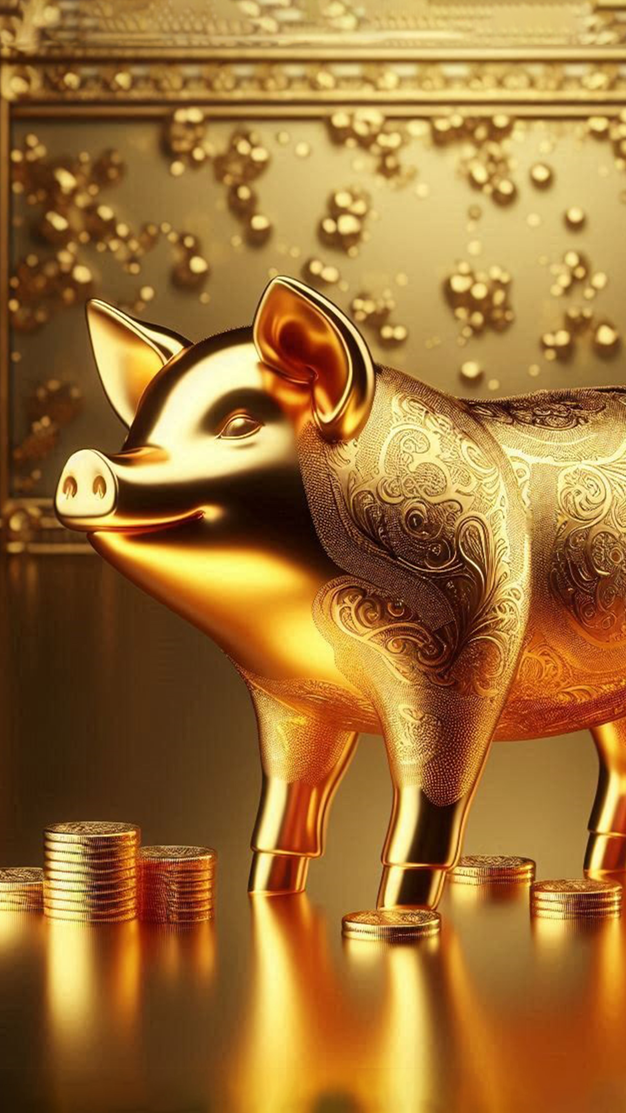 お金を産む金の豚(金豚)  最強金運アップ待ち受け画像、宝くじ高額当選！？ 大金神社