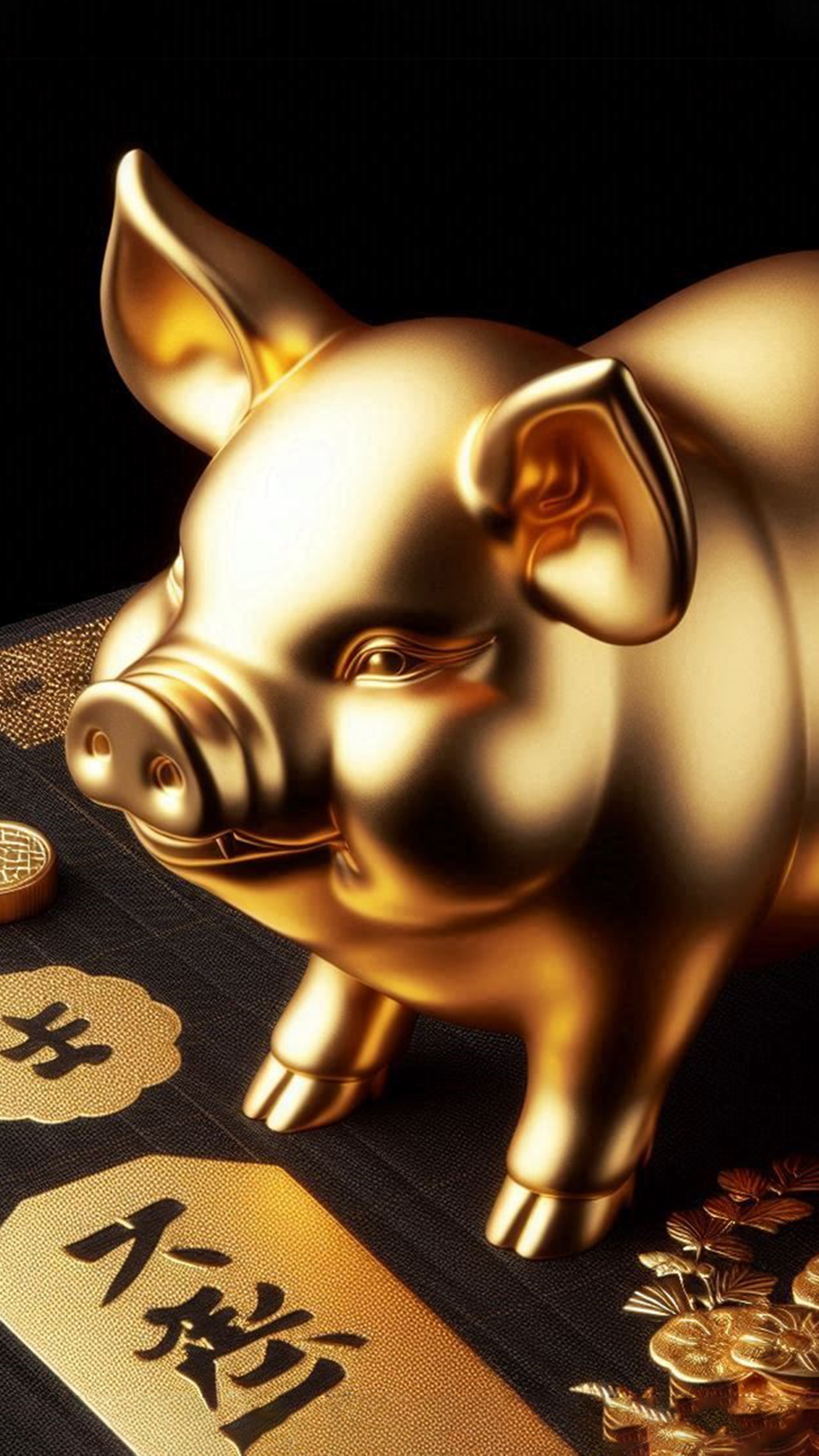 お金を産む金の豚(金豚)  最強金運アップ待ち受け画像、宝くじ高額当選！？ 大金神社