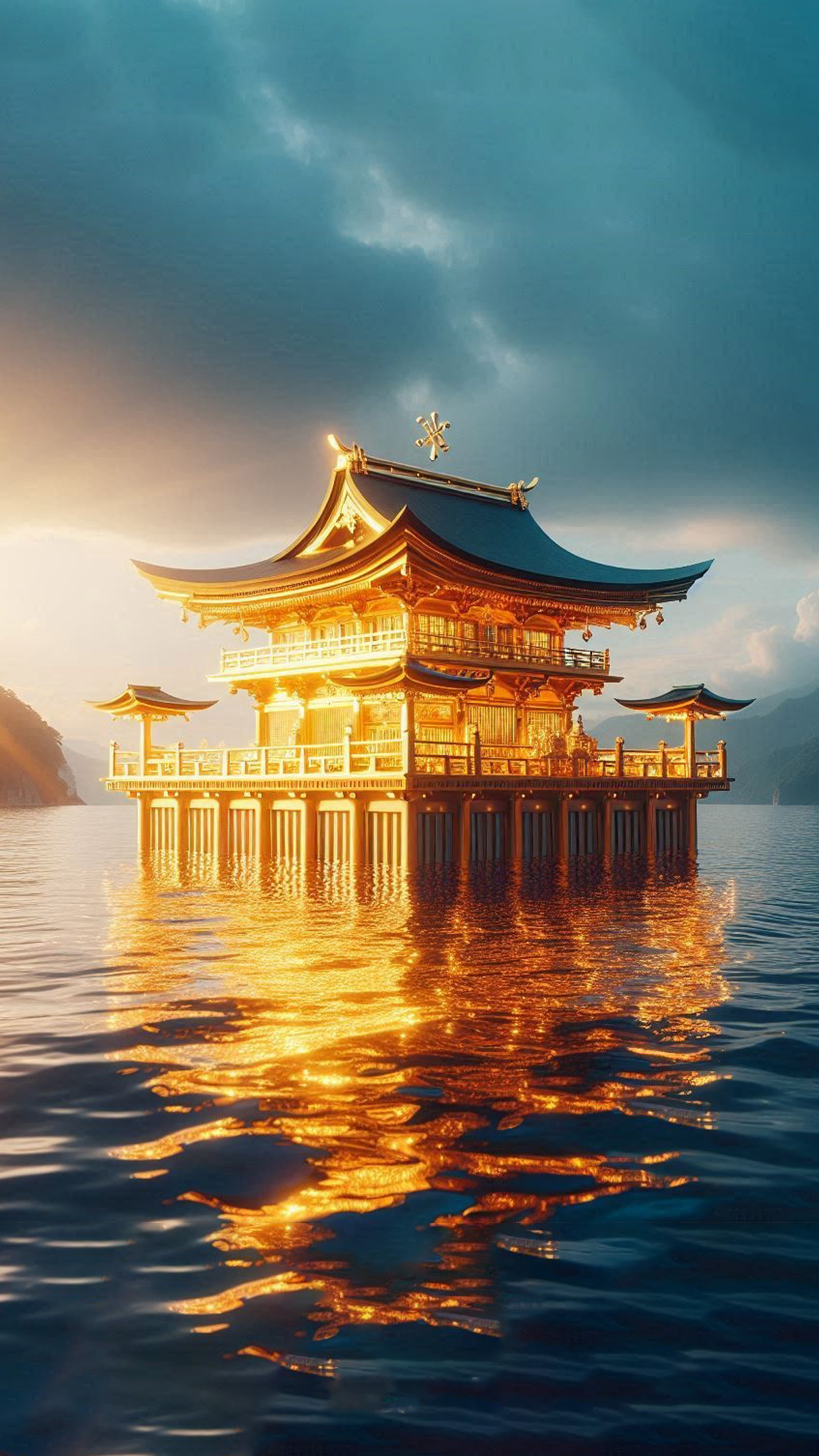 海に浮かぶ神社 最強金運アップ待ち受け画像、宝くじ高額当選！？ 大金神社